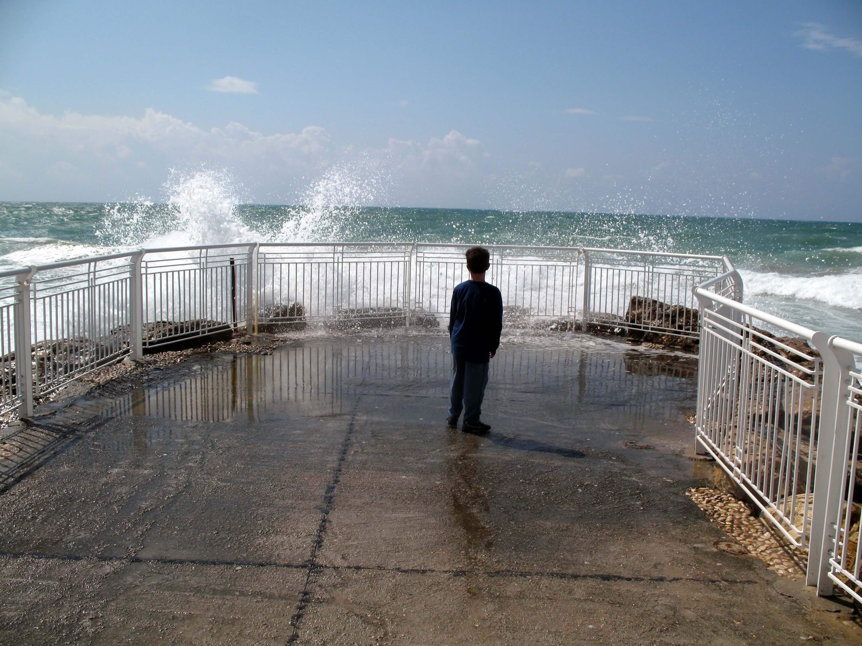 Nadav Looks at the Waves and Gets a Little Wet