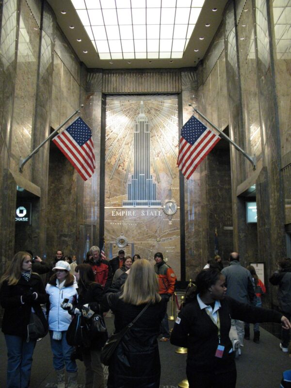 The entrance to the building