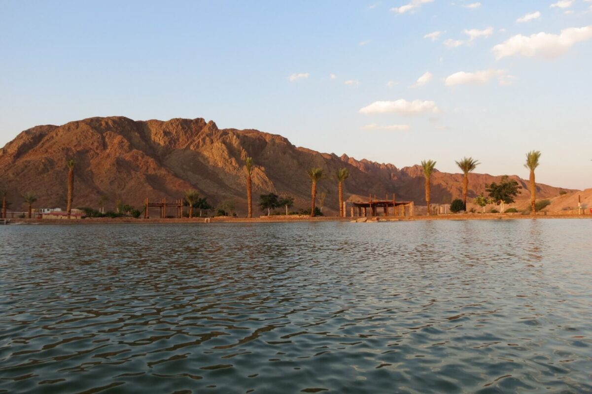 The illuminated lake